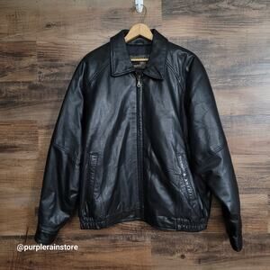 Vtg Members Only Pebbled Leather Bomber Jacket Coat L Black Preppy Hipster Y2K